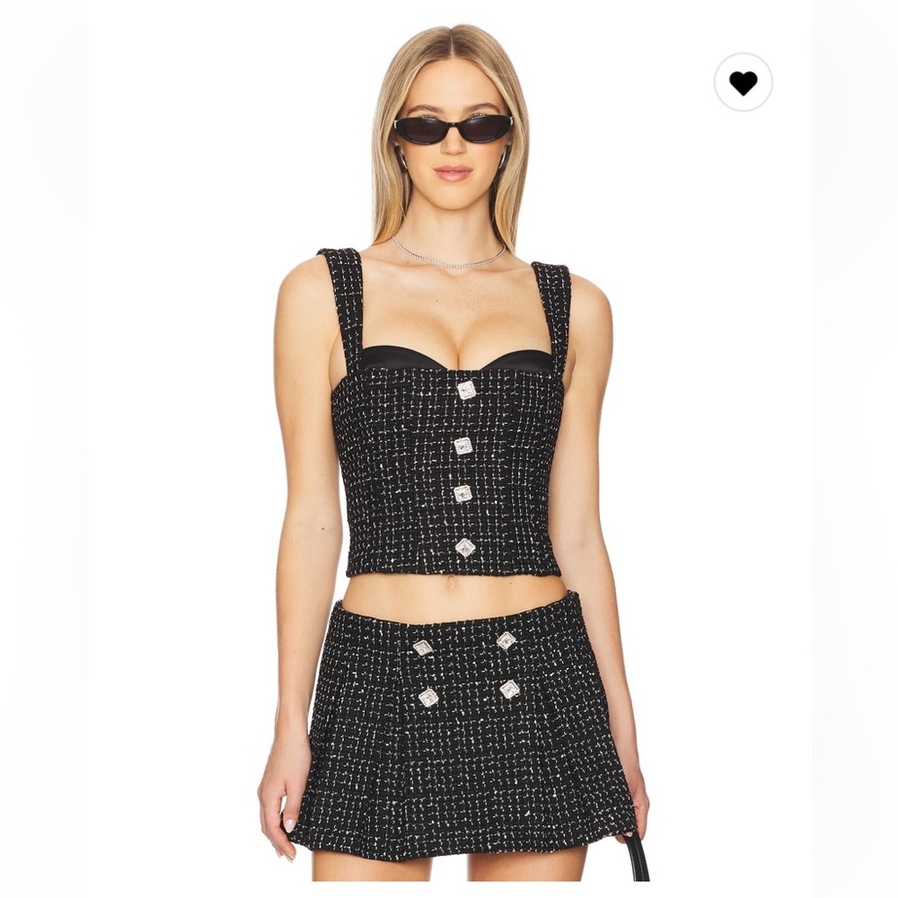 MAJORELLE Black Tweed Mini Skirt Set Top + Skirt
